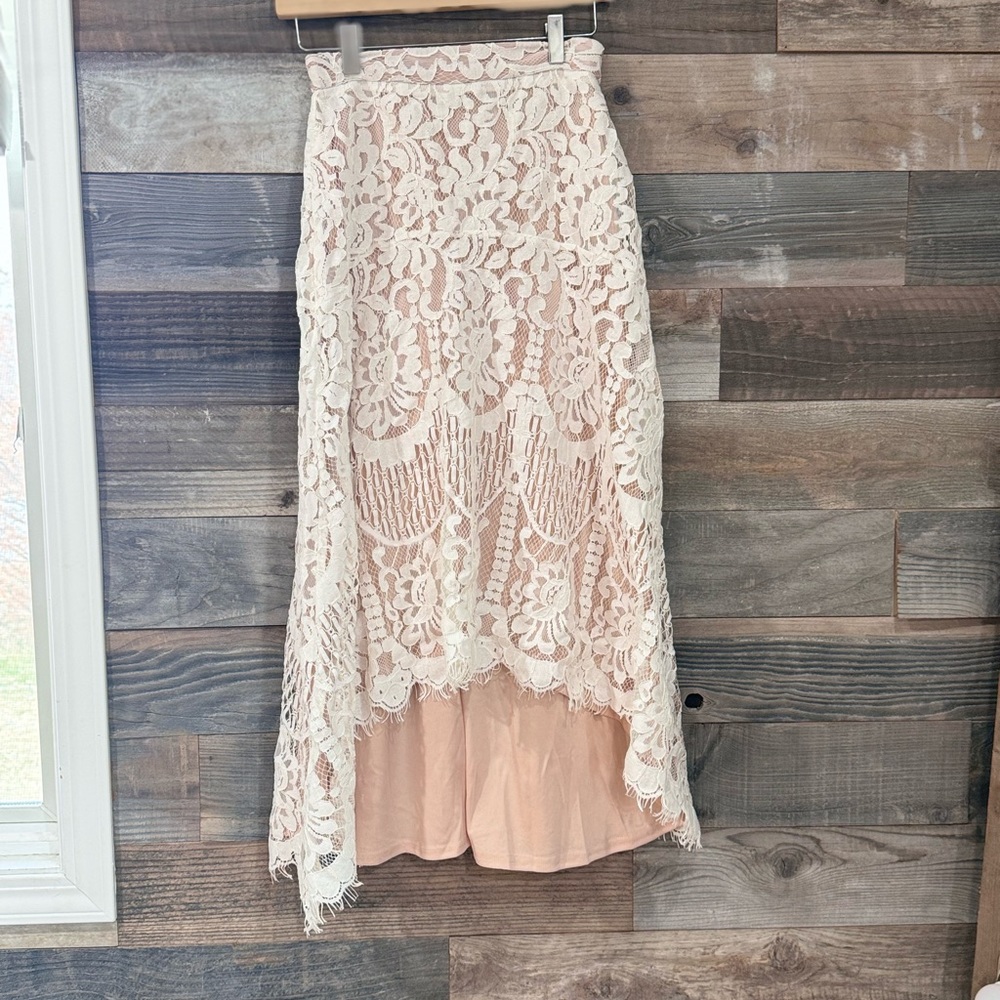 LULUS White Lace Midi Skirt - Picture 5 of 5